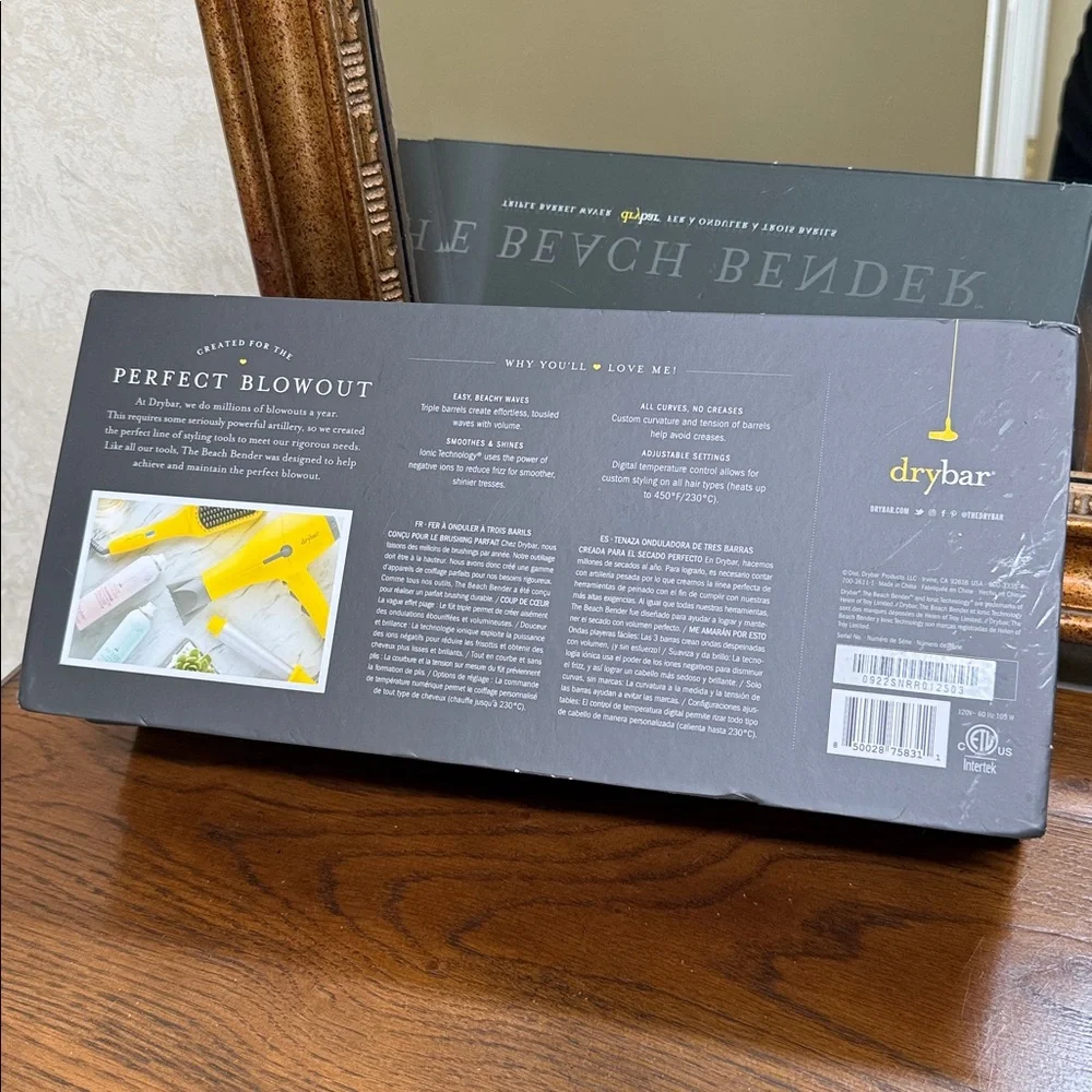 Drybar Triple Barrel Waver-The Beach Bender. Yellow. Digital temperature control